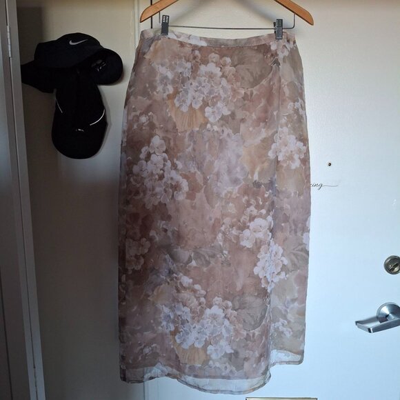 Summer Floral Sheer Lined Skirt - Picture 1 of 9